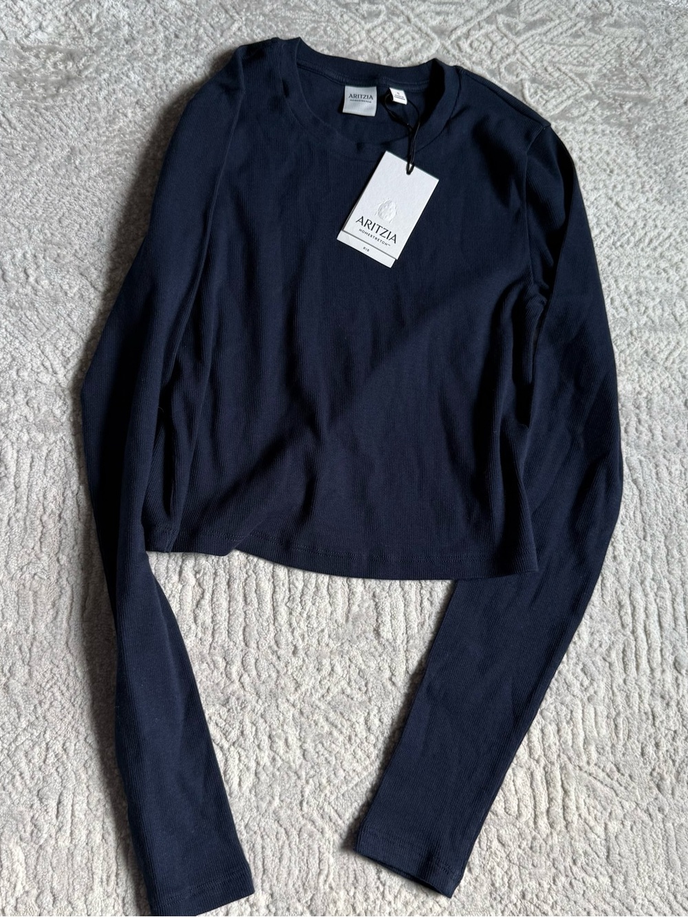 Aritzia Homestretch Rib Navy Long Sleeve Top